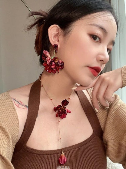 Alloy Lariat Petal Necklace