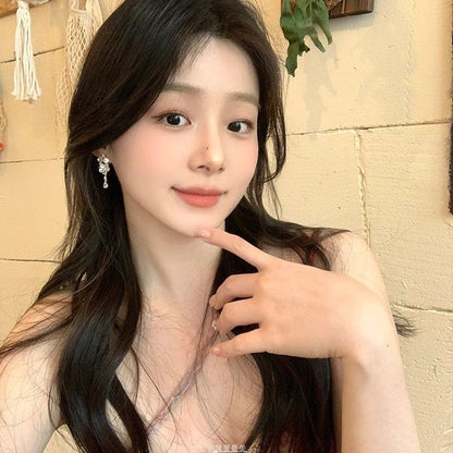 Rhinestone Alloy Floral Earring Drop