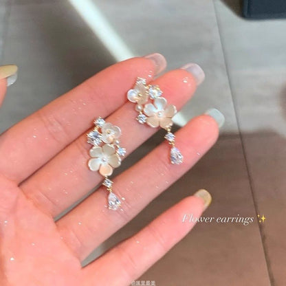 Rhinestone Alloy Floral Earring Drop