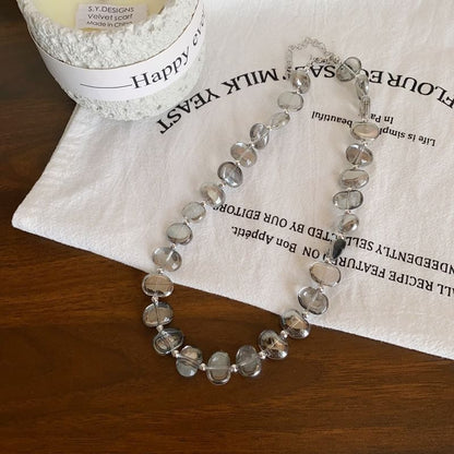 Heart Station Pendant Crystal Faux Choker