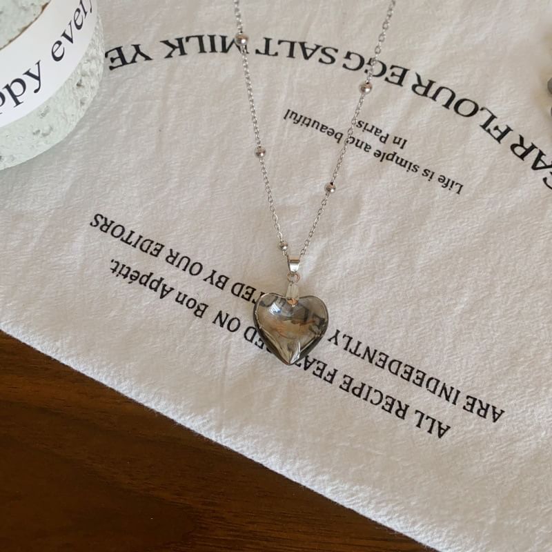 Heart Station Pendant Crystal Faux Choker