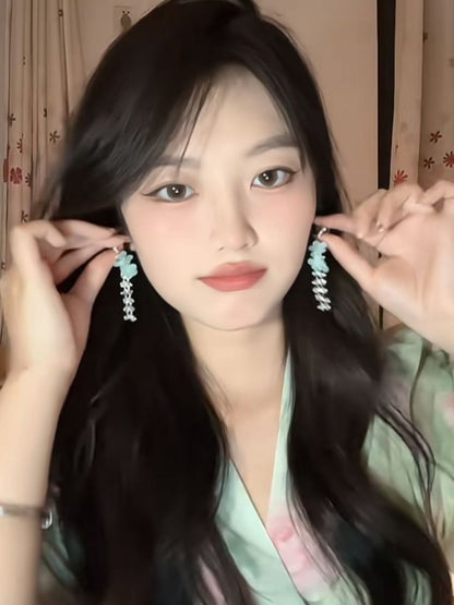 Floral Dangle Earring Bead Alloy