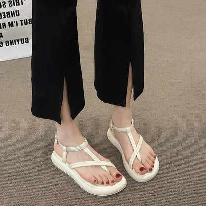 Faux Platform Sandals Leather