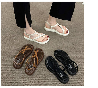 Faux Platform Sandals Leather