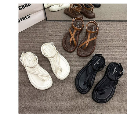 Faux Platform Sandals Leather