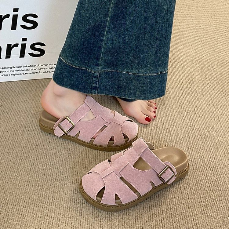 Faux Woven Suede Mules Platform