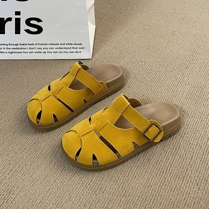 Faux Woven Suede Mules Platform