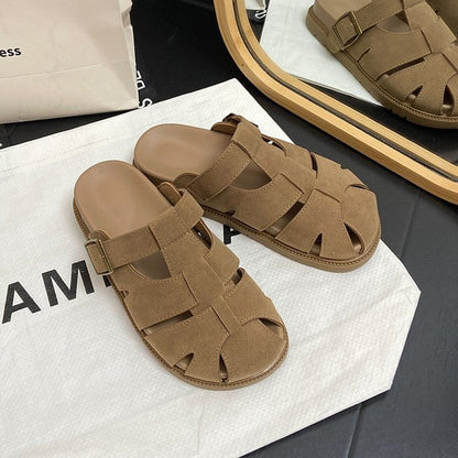 Faux Woven Suede Mules Platform