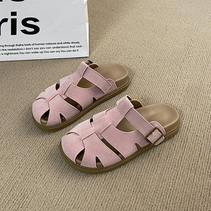 Faux Woven Suede Mules Platform