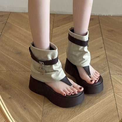 Padlock Panel Platform Boots Thong