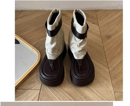 Padlock Panel Platform Boots Thong