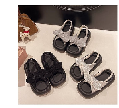 Slingback Sandals Bow Platform Rhinestone