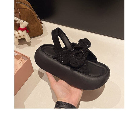 Slingback Sandals Bow Platform Rhinestone