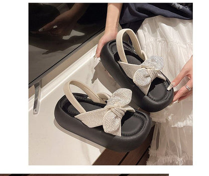 Slingback Sandals Bow Platform Rhinestone