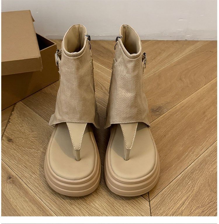 Boots Thong Buckled Platform