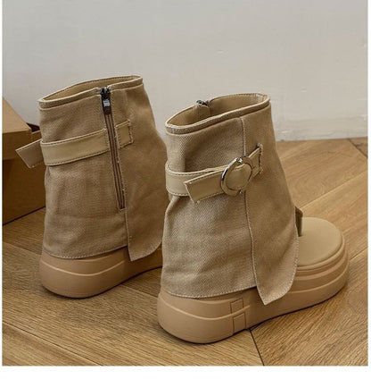 Boots Thong Buckled Platform