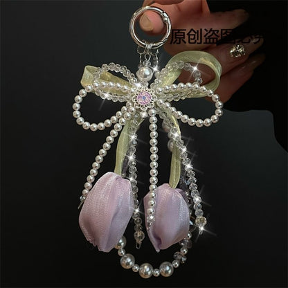 Pearl Phone Pad Faux Lanyard with