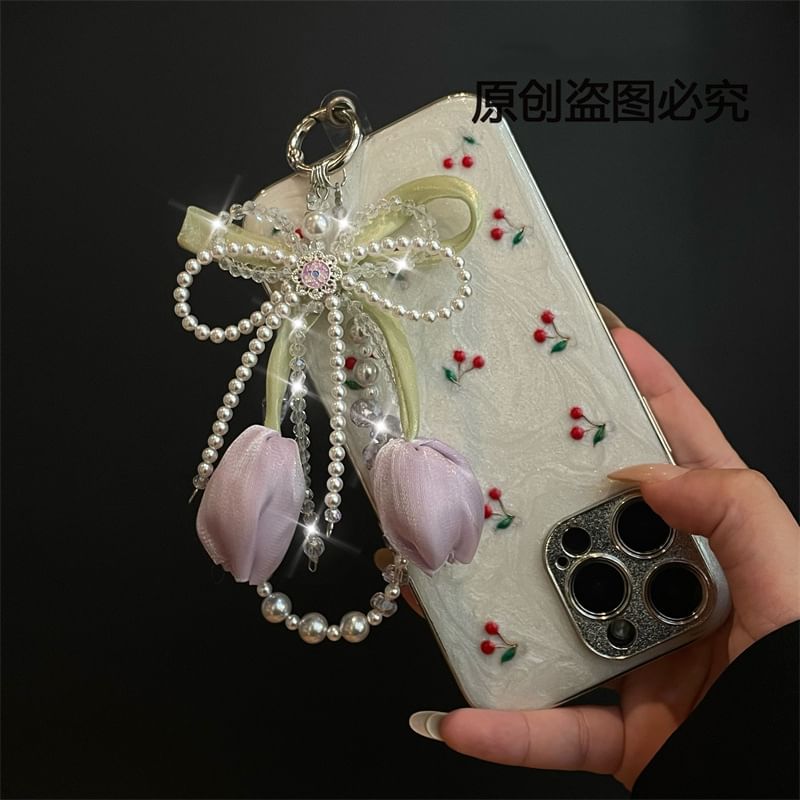 Pearl Phone Pad Faux Lanyard with