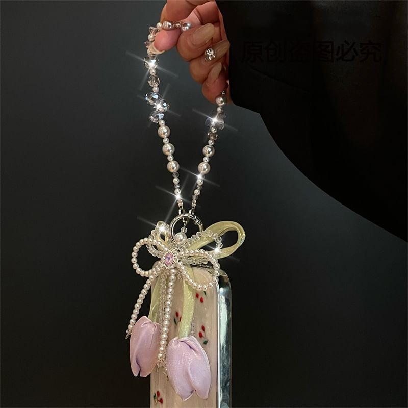 Pearl Phone Pad Faux Lanyard with