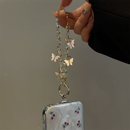 Butterfly Beaded Lanyard Phone