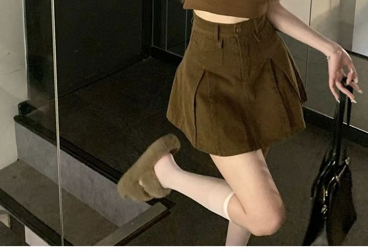 Plain Cropped Short-Sleeved Polo Top