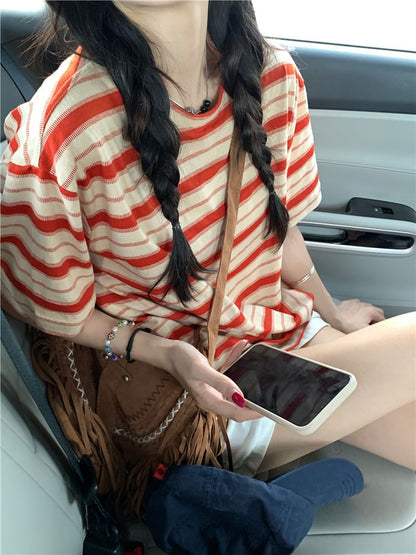 Striped Crewneck Short-Sleeved Tee