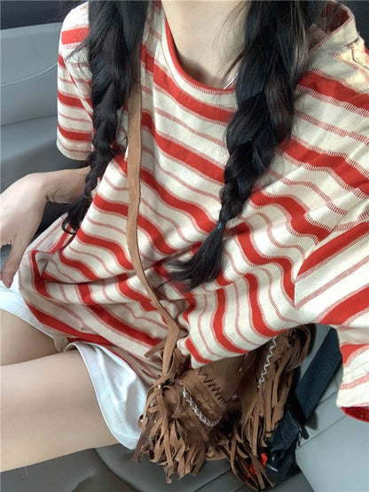 Striped Crewneck Short-Sleeved Tee