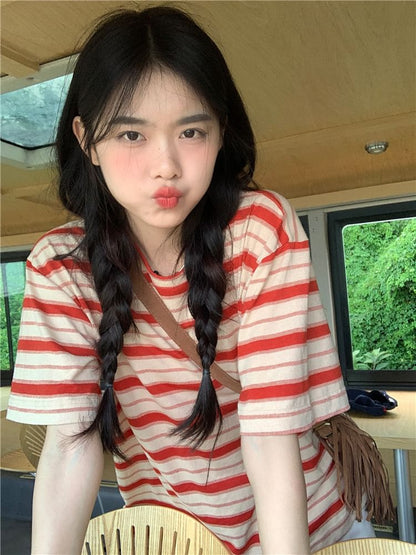 Striped Crewneck Short-Sleeved Tee