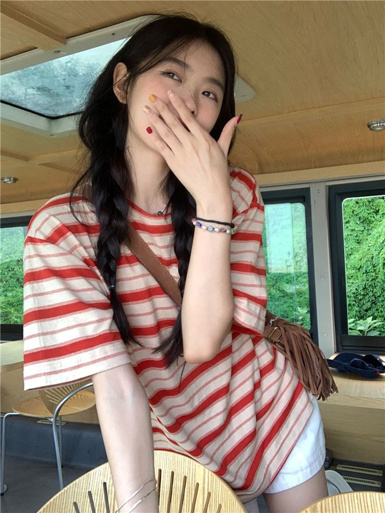 Striped Crewneck Short-Sleeved Tee