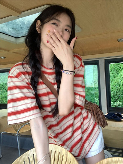 Striped Crewneck Short-Sleeved Tee