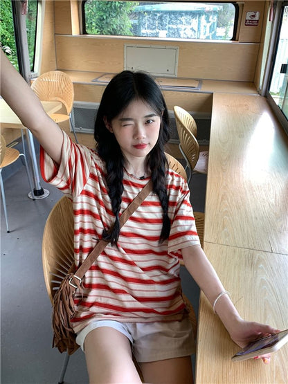 Striped Crewneck Short-Sleeved Tee
