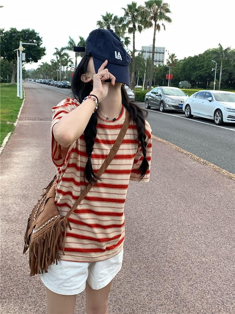Striped Crewneck Short-Sleeved Tee