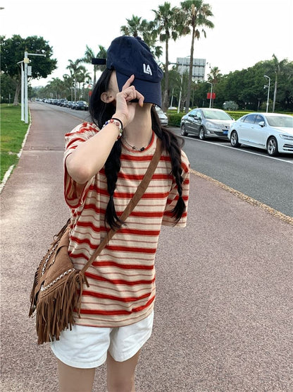 Striped Crewneck Short-Sleeved Tee