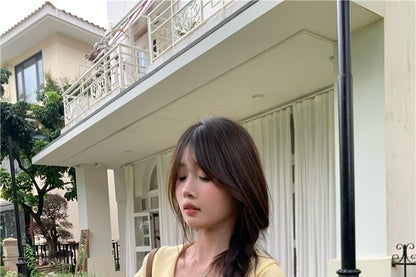 Plain Cropped Collared Tee with Short Sleeves