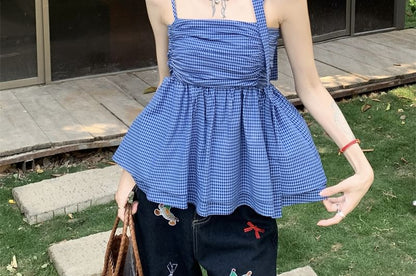 Plaid Flowy Cami Top