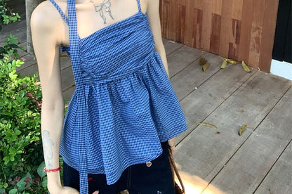 Plaid Flowy Cami Top
