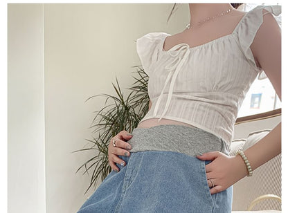 Maternity Lace Trim Denim Shorts