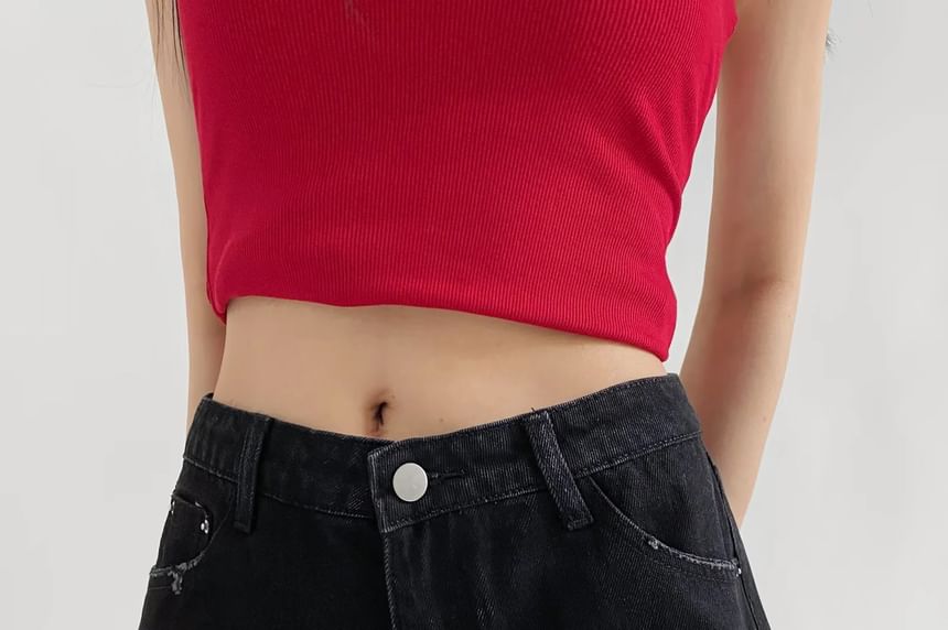 Mid Rise Denim Shorts