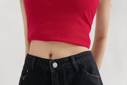 Mid Rise Denim Shorts