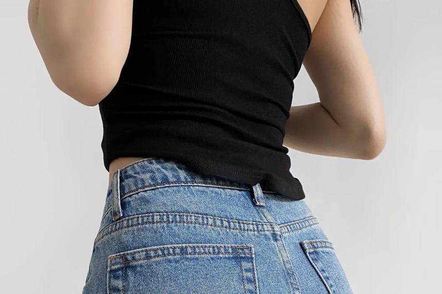 Mid Rise Denim Shorts