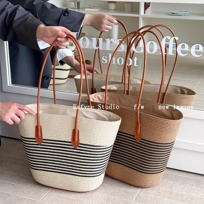 Tote Bag Straw Striped