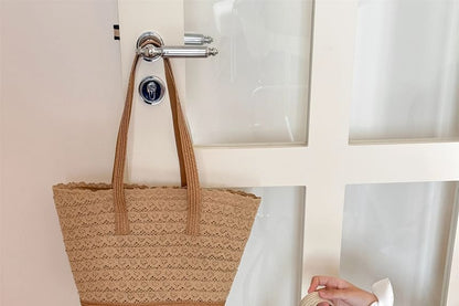 Bag Tote Straw Panel Lace