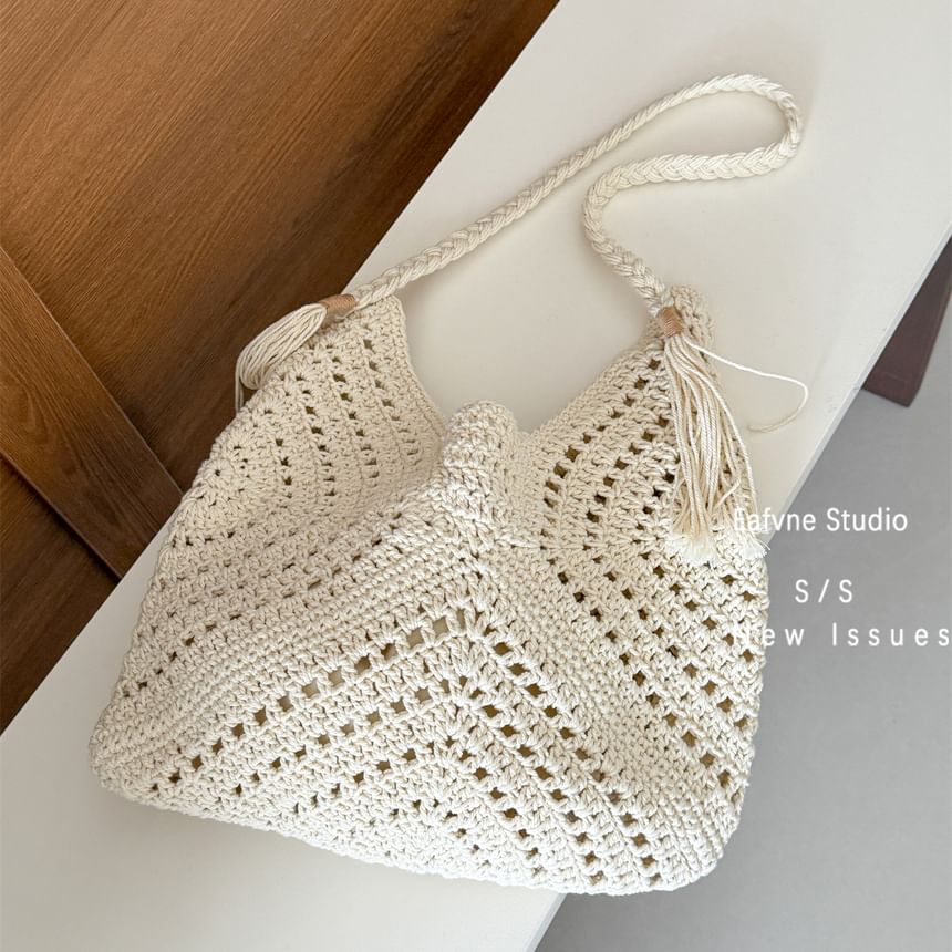 Bag Crochet Knit Tassel Tote