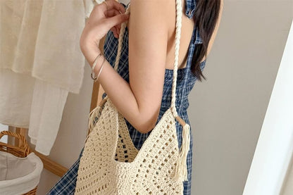 Bag Crochet Knit Tassel Tote