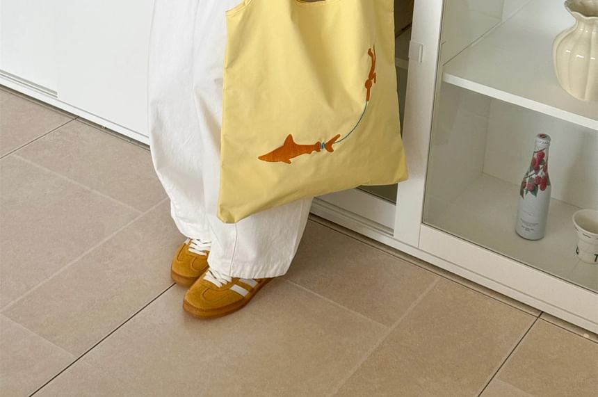 Nylon Embroidered Tote Bag