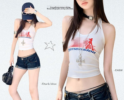 Low Rise Washed Frayed Denim Hot Pants