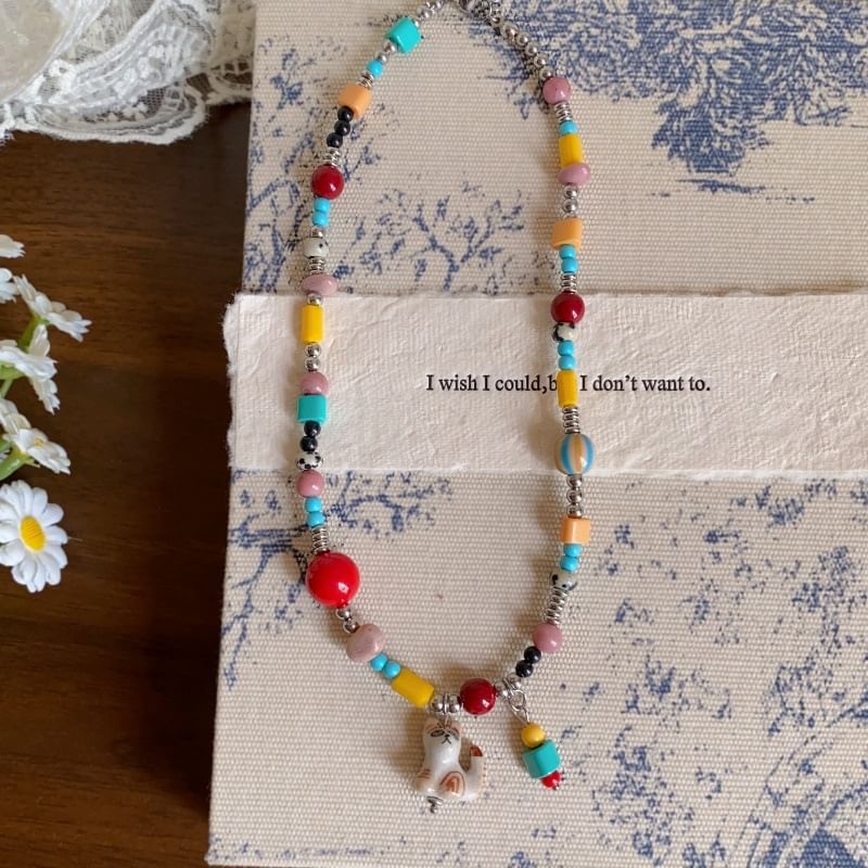 Bead Pendant Cat Necklace