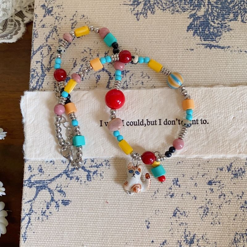 Bead Pendant Cat Necklace