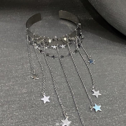 Chain Fringed Open Star Bangle