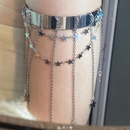 Chain Fringed Open Star Bangle